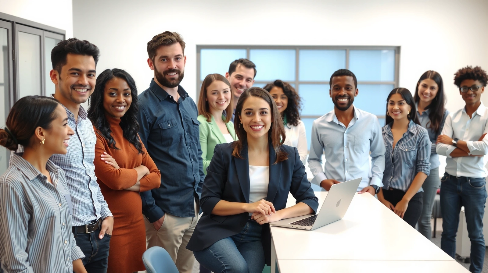 Diverse group of Colosseovitavb professionals in a bright, modern setting